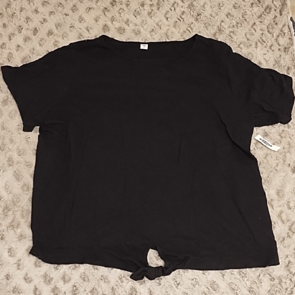 Old Navy Black Short Sleeve Tee with Knot Detail
